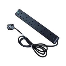 Fastflex Power Cables | 2m Black 6 Way Surge protected Power Block | In Stock
