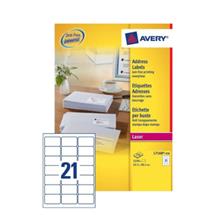 Labels | Avery L7160250. Product colour: White, Label type: Selfadhesive label,