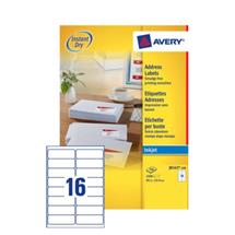 Avery J8162100. Product colour: White, Label type: Selfadhesive label,