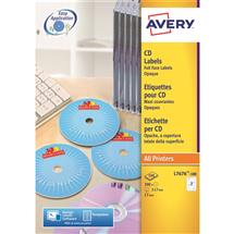 Avery CD/DVD Labels | Avery L7676100. Product colour: White, Label type: Selfadhesive