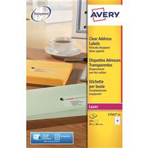 Avery Clear Address Label - Laser - L7563 Transparent