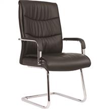 Carter | Carter Black Luxury Faux Leather Cantilever Chair With Arms BR000185