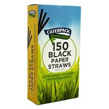 Unbranded Cups & Glasses | Caterpack Enviro Paper Straws Black (Pack 150) - 10566