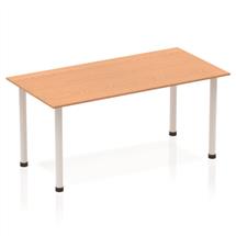 Impulse Meeting Tables | Impulse 1400mm Straight Table Oak Top Silver Post Leg BF00179