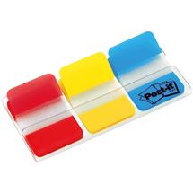 PostIt Tabs, 1 inch Solid, Red, Yellow, Blue, 22 Tabs/Color,