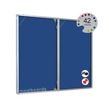 Magiboards Fire Retardant Blue Felt Lockable Noticeboard Display Case