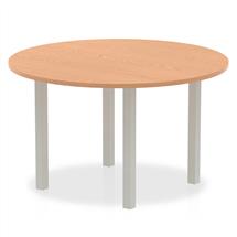 Impulse Meeting Tables | Dynamic Impulse 1200mm Round Table Oak Top Silver Post Leg I000788