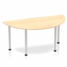Impulse Meeting Tables | Dynamic Impulse 1600mm Semi Circle Table Maple Top Silver Post Leg