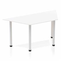Impulse Meeting Tables | Dynamic Impulse 1600mm Trapezium Table White Top Silver Post Leg