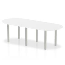 Dynamic Impulse 2400mm Boardroom Table White Top Silver Post Leg