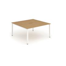 Evolve Plus 1200mm Back to Back 2 Person Desk Oak Top White Frame