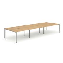 Evolve Plus 1200mm Back to Back 6 Person Desk Beech Top Silver Frame