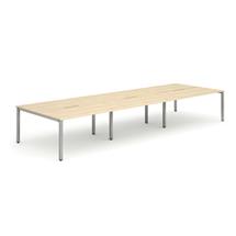Evolve Plus 1200mm Back to Back 6 Person Desk Maple Top Silver Frame