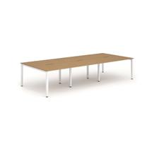 Evolve Plus 1200mm Back to Back 6 Person Desk Oak Top White Frame