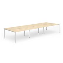 Evolve Bench Desking | Evolve Plus 1400mm Back to Back 6 Person Desk Maple Top White Frame