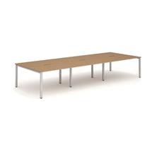 Evolve Plus 1400mm Back to Back 6 Person Desk Oak Top Silver Frame