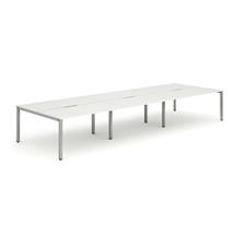 Evolve Plus 1400mm Back to Back 6 Person Desk White Top Silver Frame