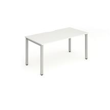 Evolve Plus 1400mm Single Starter Desk White Top Silver Frame BE131 DD