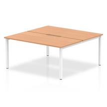 Evolve Bench Desking | Evolve Plus 1600mm Back to Back 2 Person Desk Oak Top White Frame
