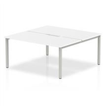 Evolve Plus 1600mm Back to Back 2 Person Desk White Top Silver Frame