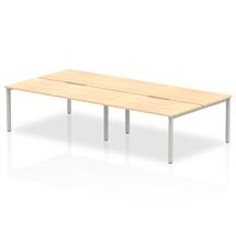 Evolve Plus 1600mm Back to Back 4 Person Desk Maple Top Silver Frame