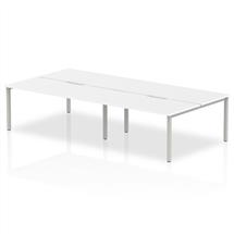 Evolve Plus 1600mm Back to Back 4 Person Desk White Top Silver Frame