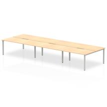 Evolve Plus 1600mm Back to Back 6 Person Desk Maple Top Silver Frame