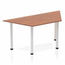 Impulse Meeting Tables | Impulse 1600mm Trapezium Table Walnut Top Silver Post Leg BF00188