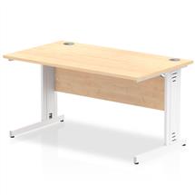 Impulse 1400 x 800mm Straight Desk Maple Top White Cable Managed Leg