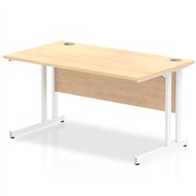 Impulse 1400 x 800mm Straight Desk Maple Top White Cantilever Leg