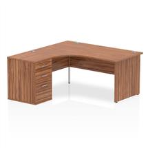 Dynamic Impulse 1600mm Left Crescent Desk Walnut Top Panel End Leg