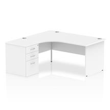 Dynamic Impulse 1600mm Left Crescent Desk White Top Panel End Leg