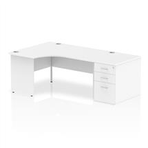 Dynamic Impulse 1600mm Left Crescent Desk White Top Panel End Leg