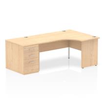 Dynamic Impulse 1600mm Right Crescent Desk Maple Top Panel End Leg