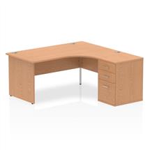 Office Desks | Dynamic Impulse 1600mm Right Crescent Desk Oak Top Panel End Leg