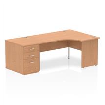 Impulse Office Desks | Dynamic Impulse 1600mm Right Crescent Desk Oak Top Panel End Leg