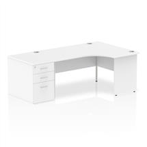 Dynamic Impulse 1600mm Right Crescent Desk White Top Panel End Leg