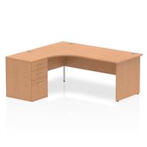 Dynamic Impulse 1800mm Left Crescent Desk Oak Top Panel End Leg