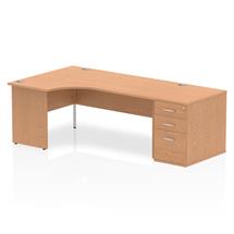 Impulse Office Desks | Dynamic Impulse 1800mm Left Crescent Desk Oak Top Panel End Leg