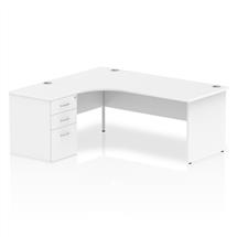 Dynamic Impulse 1800mm Left Crescent Desk White Top Panel End Leg