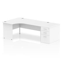 Impulse Office Desks | Dynamic Impulse 1800mm Left Crescent Desk White Top Panel End Leg