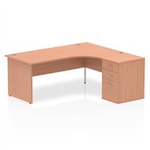 Dynamic Impulse 1800mm Right Crescent Desk Beech Top Panel End Leg