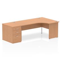Impulse Office Desks | Dynamic Impulse 1800mm Right Crescent Desk Oak Top Panel End Leg