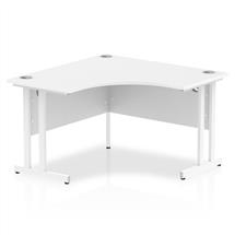 Impulse Office Desks | Dynamic Impulse 1200mm Corner Desk White Top White Cantilever Leg