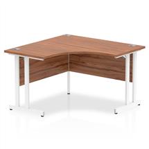 Office Desks | Dynamic Impulse 1200mm Corner Desk Walnut Top White Cantilever Leg