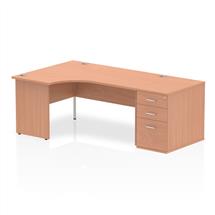 Dynamic Impulse 1600mm Left Crescent Desk Beech Top Panel End Leg