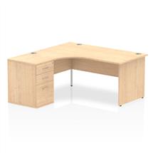 Dynamic Impulse 1600mm Left Crescent Desk Maple Top Panel End Leg