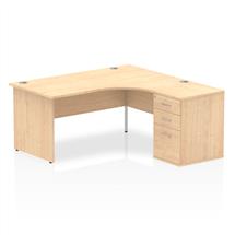 Impulse Office Desks | Dynamic Impulse 1600mm Right Crescent Desk Maple Top Panel End Leg