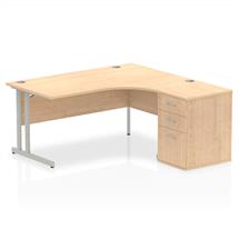 Office Desks | Dynamic Impulse 1600mm Right Crescent Desk Maple Top Silver Cantilever