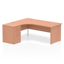 Dynamic Impulse 1800mm Left Crescent Desk Beech Top Panel End Leg